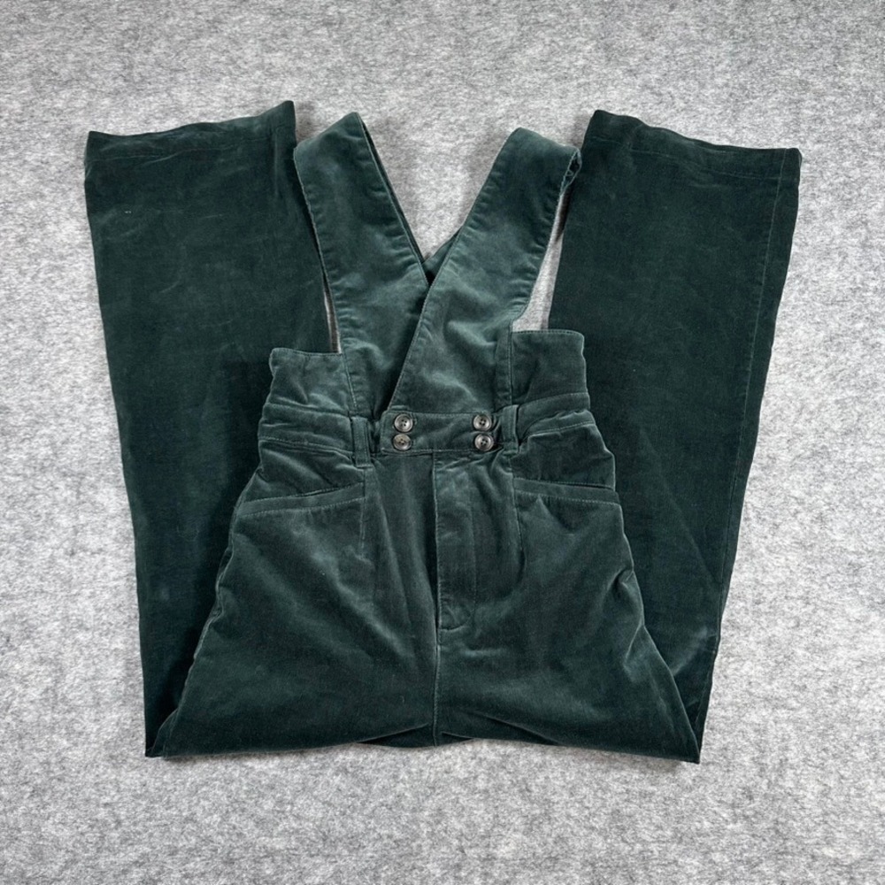 Pilcro Anthropologie Corduroy Overalls Green Wide Leg Pants Womens 27